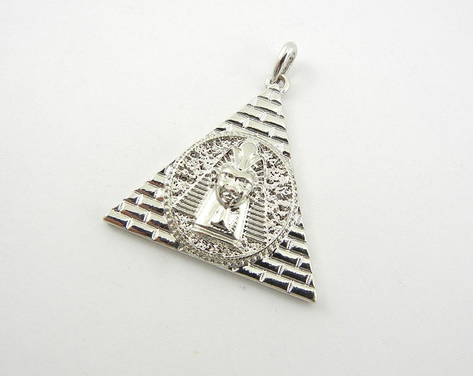 Triangular King Tut Pendant Silver-tone