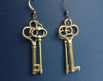 Steampunk Skeleton Key Earrings