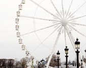 Paris Photography, Ferris Wheel, Paris Prints, Winter White Decor, Black and White, NR - TheParisPrintShop