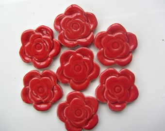 7 ceramic red roses mosaic tiles, mosaic pieces, mosaic making, mosaic supplies