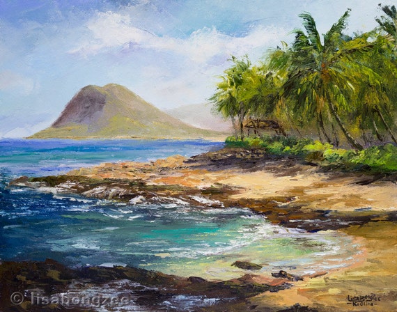 Ko Olina Hawaii Original Palette Knife Oil Painting 11x14 Art