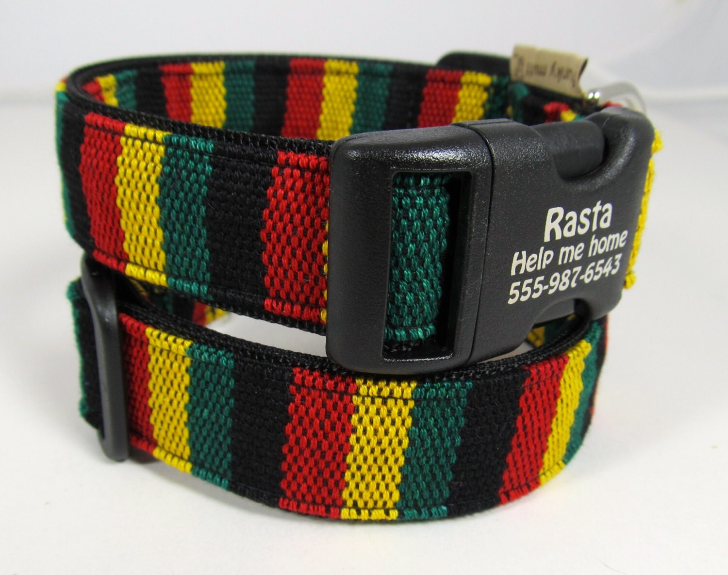 Rasta dog personalized collar Bob Marley Jamaican by FunkyMutt