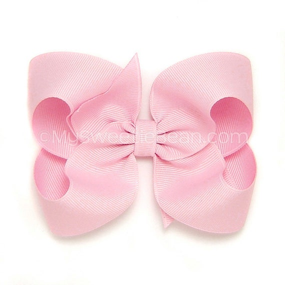 Baby Pink Boutique Bow Pale Pink Hair Bow Light by MySweetieBean