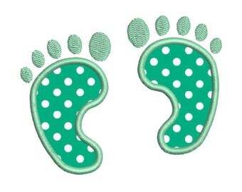 Applique Baby Footprints Foot Prints Machine Embroidery Designs 4x4 & 5x7 Instant Download Sale