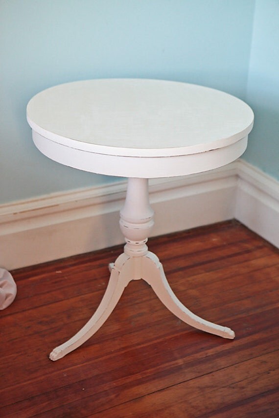round table shabby chic white distressed vintage antique