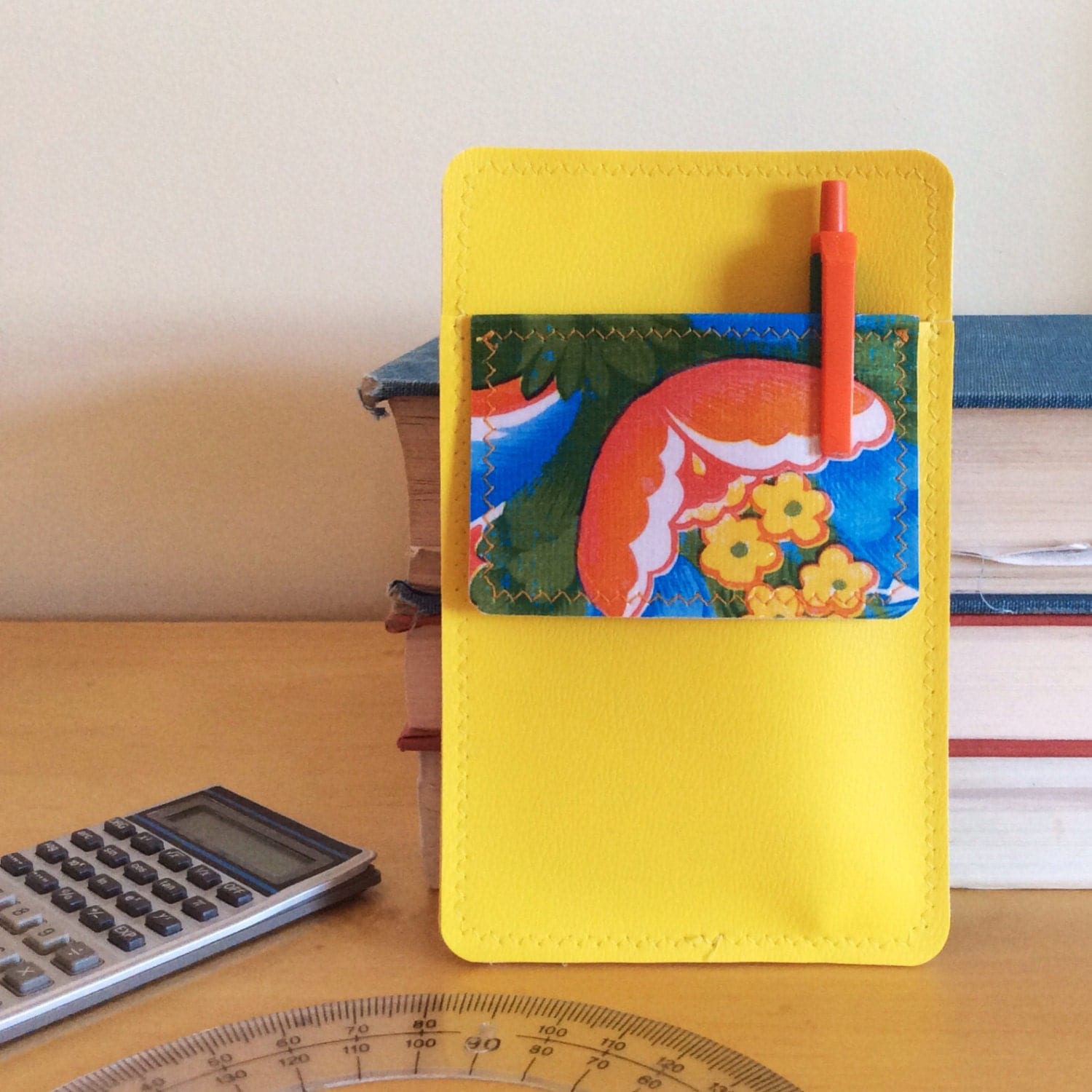Nerd Power Vinyl Pocket Protector in bright yellow by annebvinyl