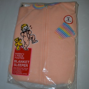 Vintage KMART Fleece Footie Pajamas 1970&#39;s 80&#39;s NEW in package pink