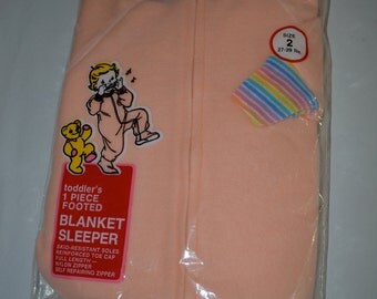 Vintage KMART Fleece Footie Pajamas 1970's 80's NEW in package pink