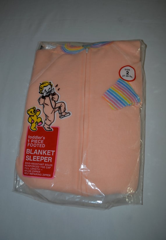 Vintage KMART Fleece Footie Pajamas 1970's 80's NEW in package pink