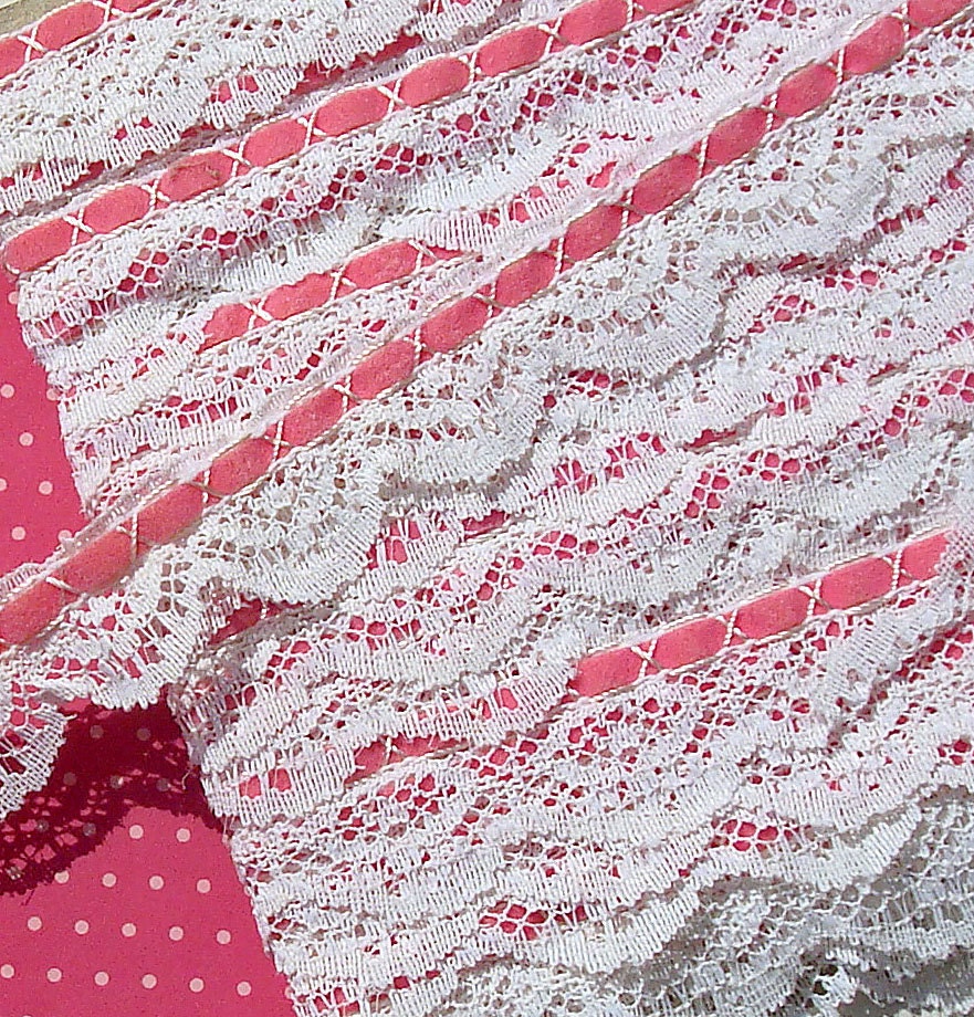 Vintage Lace Trim Pink Ribbon Lace Trim