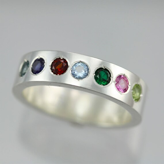7 Stone Mother Ring in Sterling Silver Made to Order