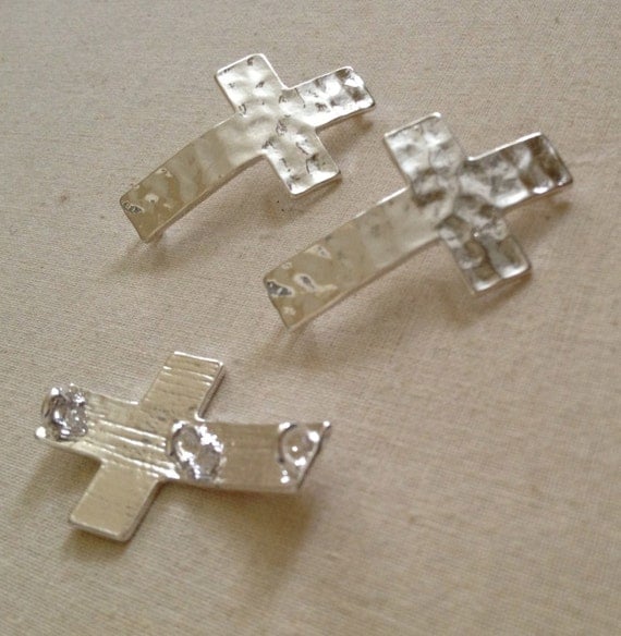 Pcs silver sideways cross connector pendant link charm