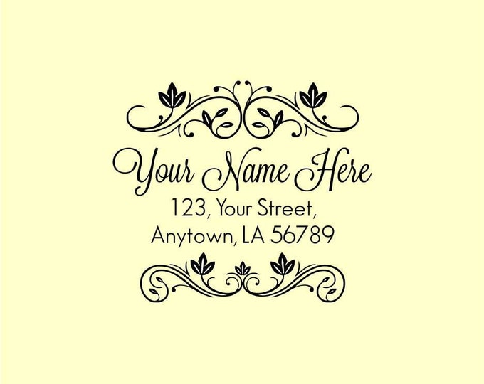 Custom Made Wedding Address Rubber Stamp Personalized Name R112 option to purchase digital file only