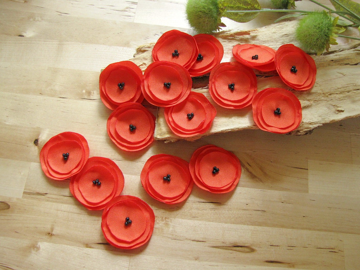 Handmade fabric appliques sew on flower embellishments