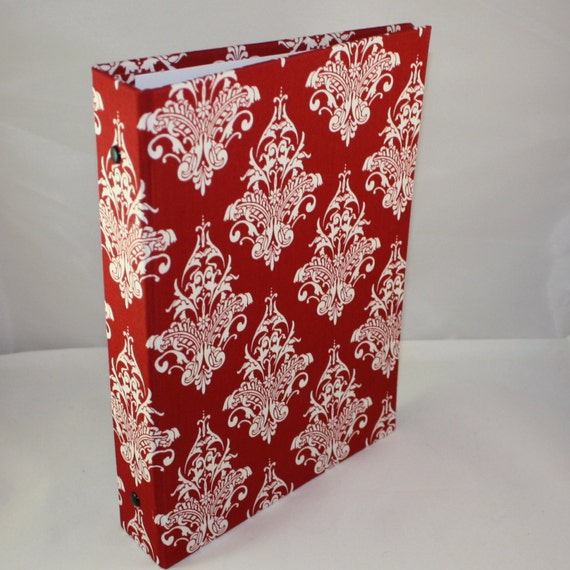 3 Ring Binder CUSTOM ... 5.5 x 8.5 ... Red Damask by POLAnaturals