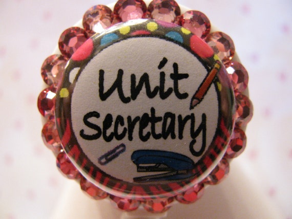 Retractable ID Badge Reel Unit Secretary Using Swarovski