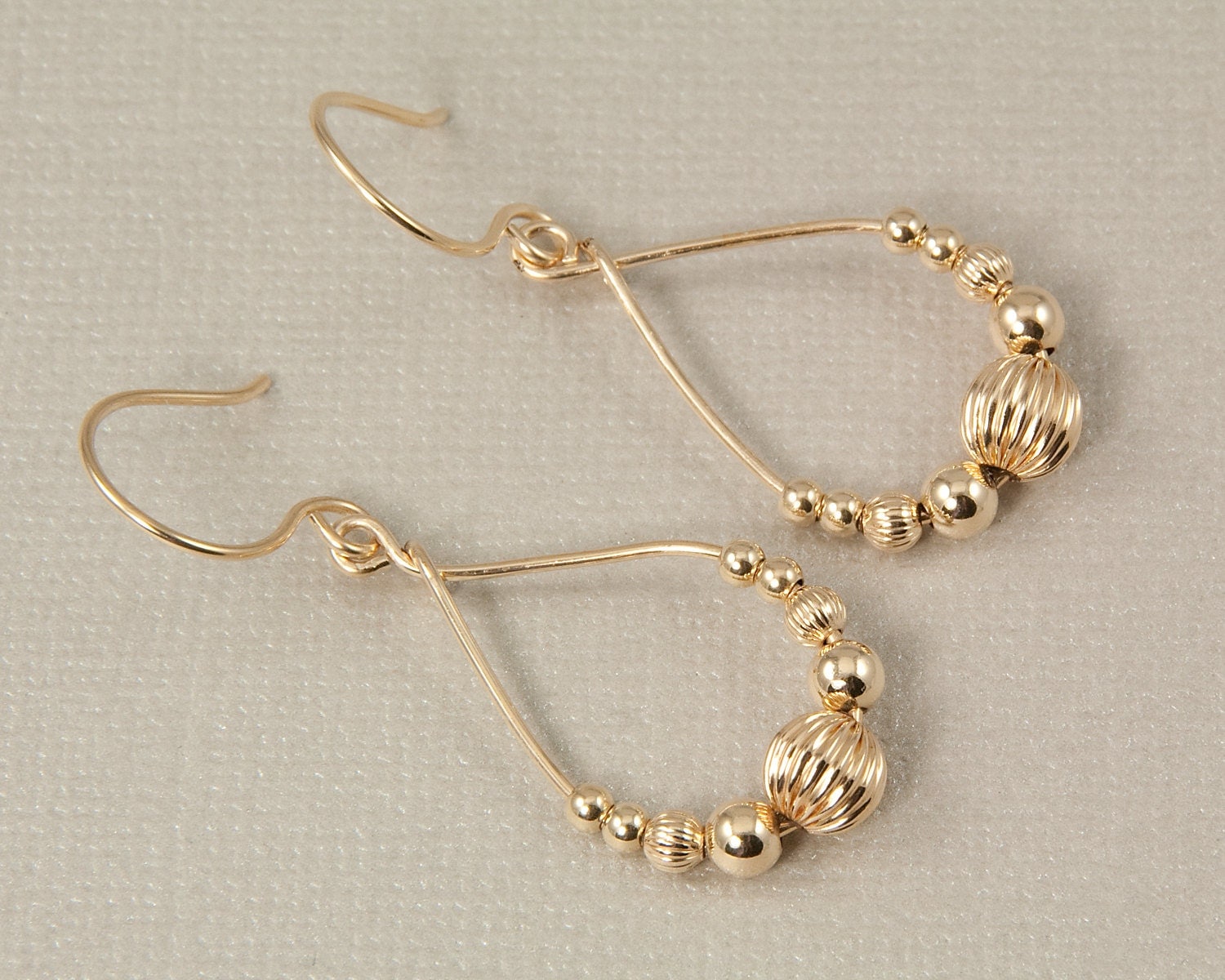 Gold teardrop earrings beaded hoop earrings by BellesBijouxDesigns