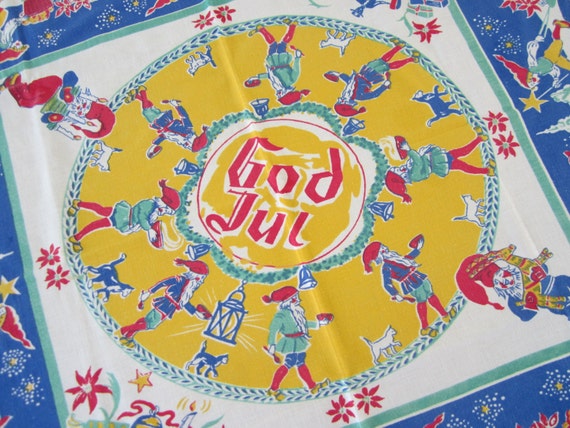 Vintage SWEDISH Christmas Tablecloth God Jul