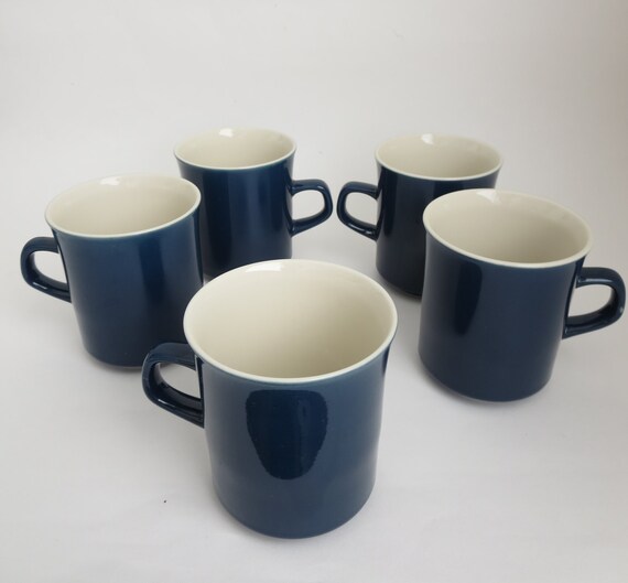 Coffee Cup Set of 3 Blue Coffe Mugs made by Corning by Klassic