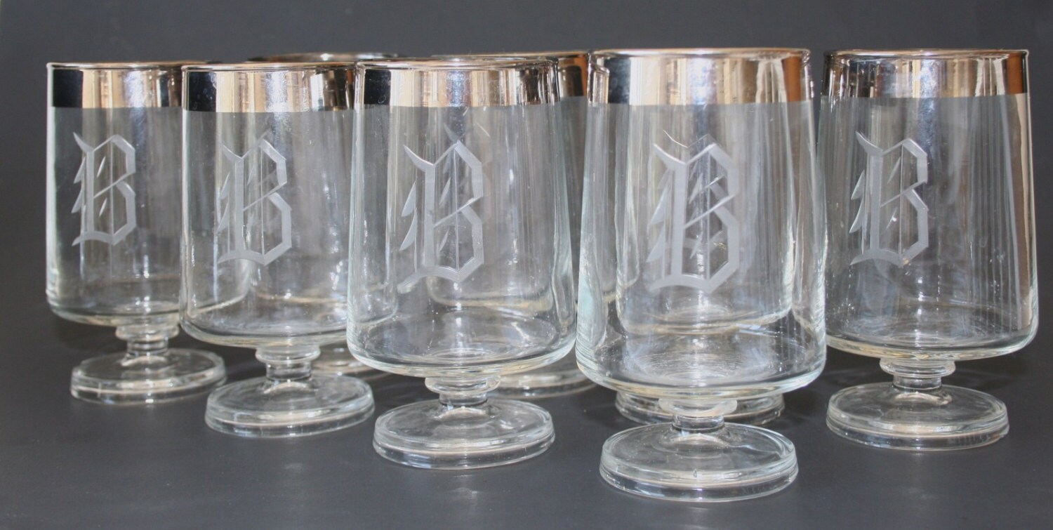 Footed Highball Glasses Dorothy Thorpe Style Set of Eight