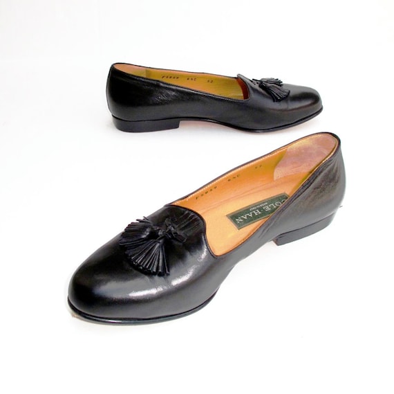 Cole Haan Tassel Loafers Black Leather Ladies 6.5 C Soft