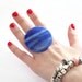 Cocktail Ring Fused Glass - big bold oversize handmade adjustable - BLUE HEAVEN - 2 inch