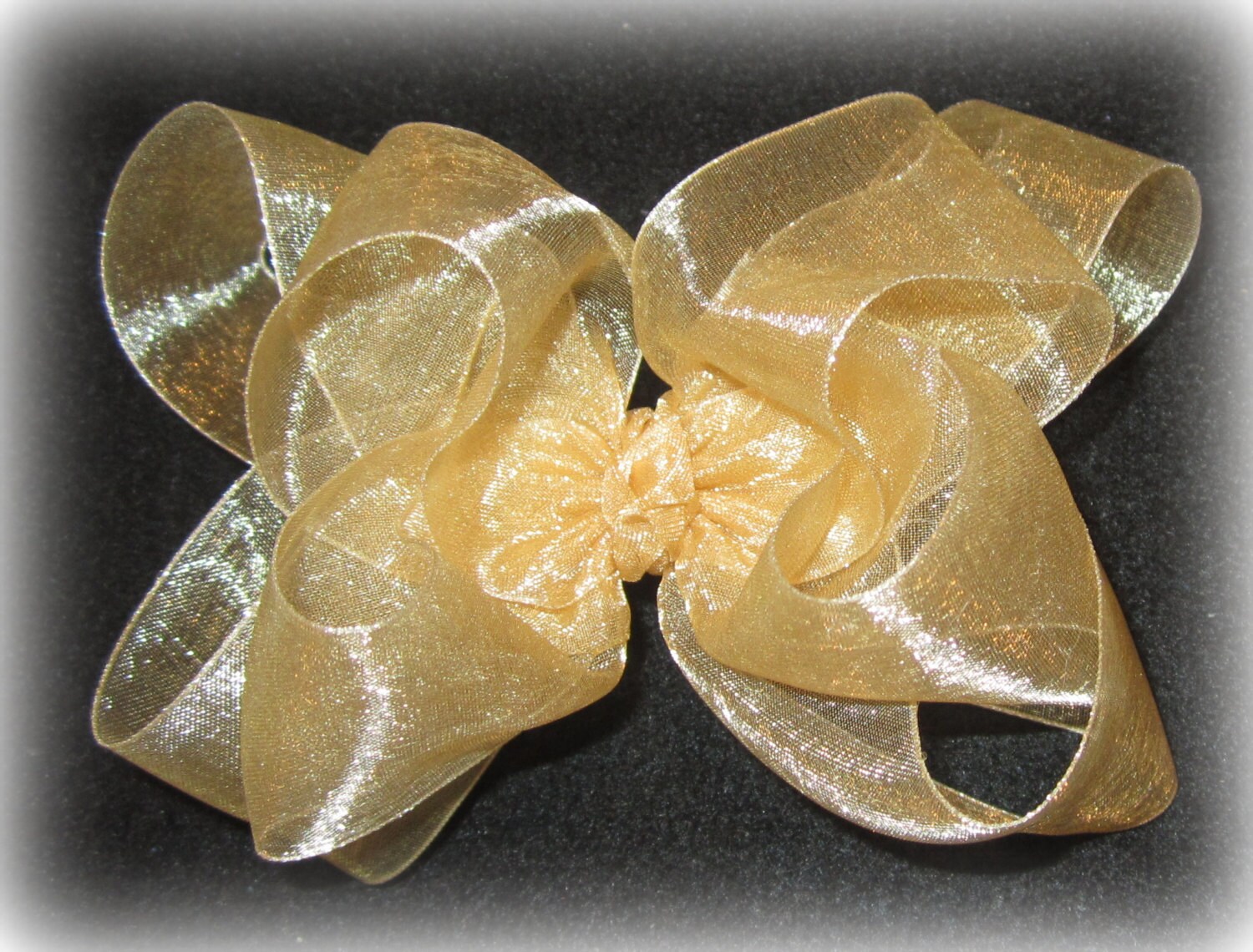 Organza Hair Bow GOLD Organza Hairbow Sheer Gold Hairbow