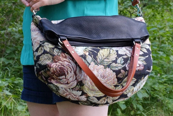 Items similar to Vintage Floral Multi-Strap Tote / Messenger Bag on Etsy