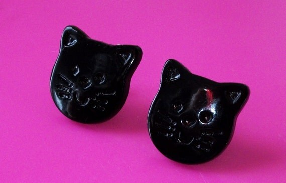 Black Cat Animal Ear Studs