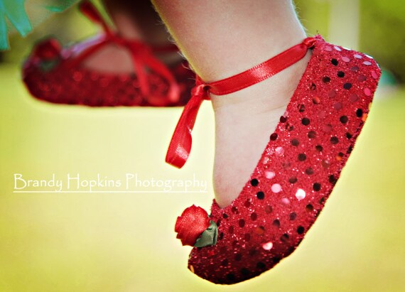 red sparkle baby shoes