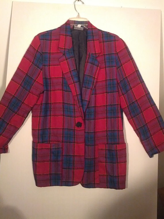 fuchsia plaid tartan jacket blazer suit coat Requirements size