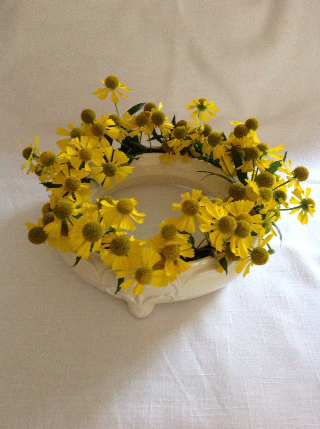 Vintage Ceramic Circle Flower Ring Vase Planter