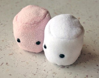 Peluche chamallow - cute kawaii nourriture mignon polaire rose blanc