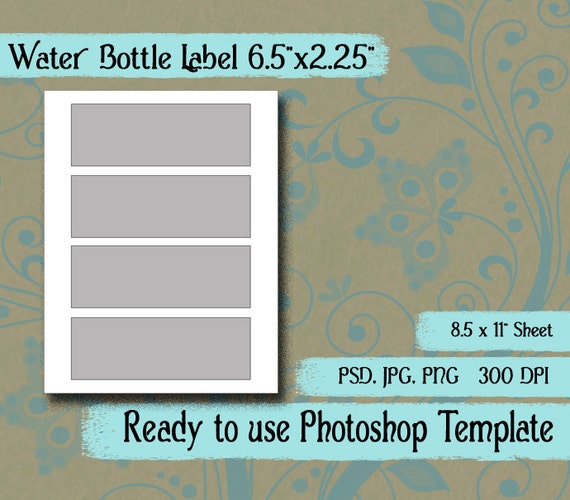 Scrapbook Digital Collage Photoshop Template Water Bottle Label Template 6 5 Quot X 2 25 Quot From Bottle Label Template Photoshop