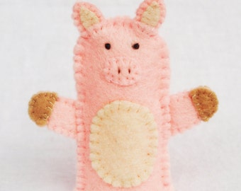 Felt finger puppet, pig, animal puppet, storytime puppet