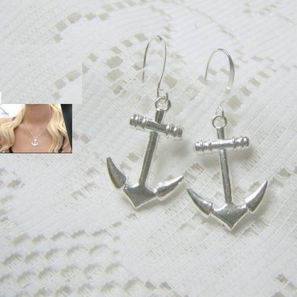 ANCHOR Earrings Large Dimensional silverplated anchors