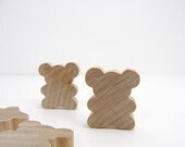 Tiny little wooden bear, wood bear cutout, tiny teddy bear, miniature wooden bear cutout, diy bear set of 6