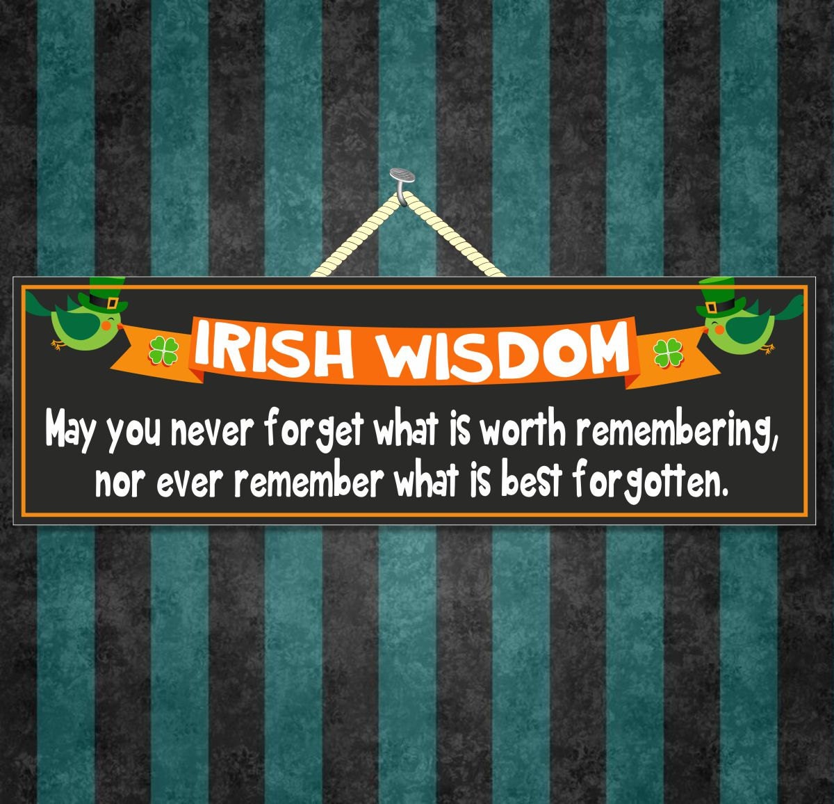 Irish Wisdom Funny Novelty Sign with Shamrocks and Green