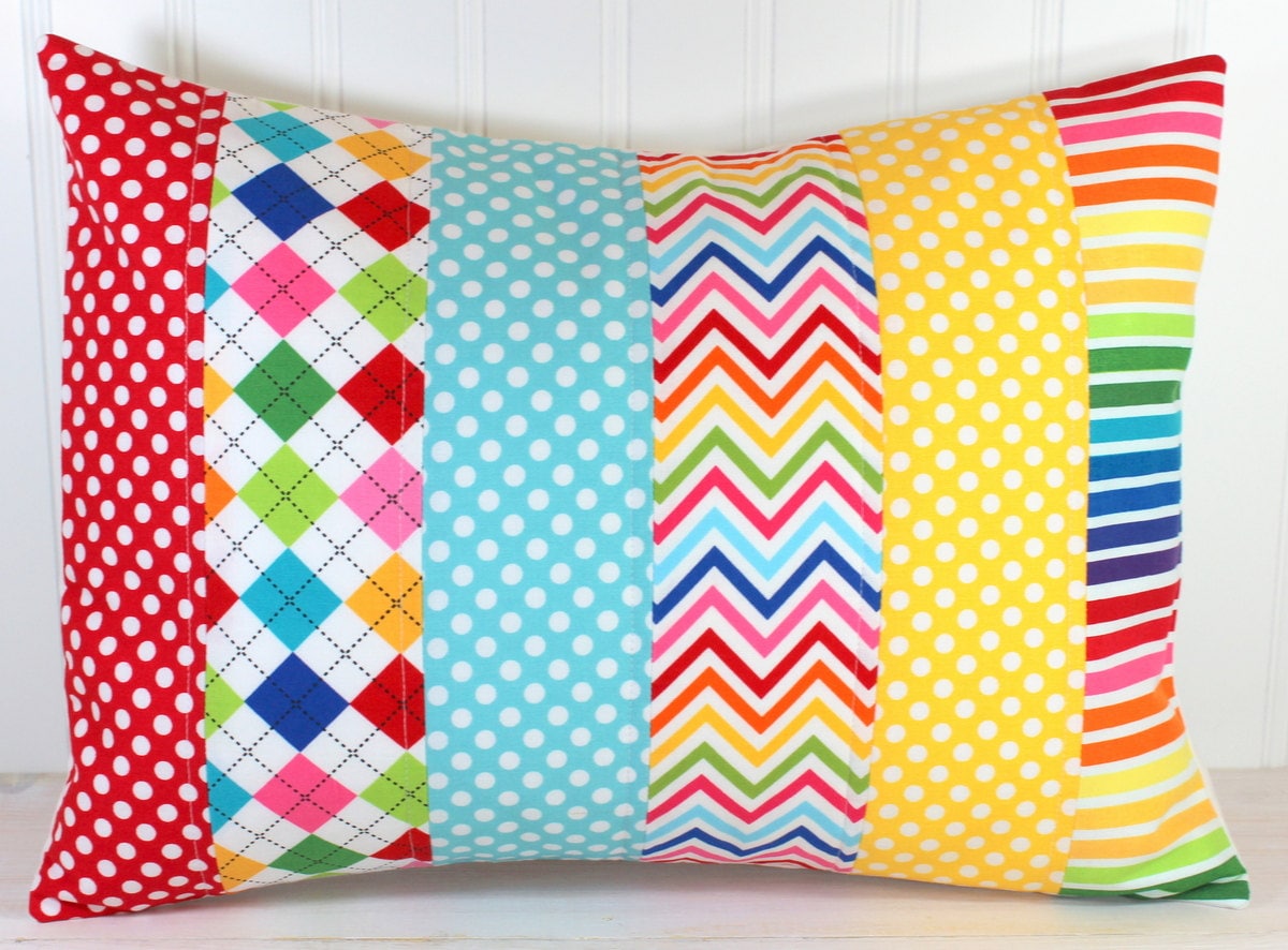 Decorative Pillow Cover Rainbow Nursery Decor Patchwork