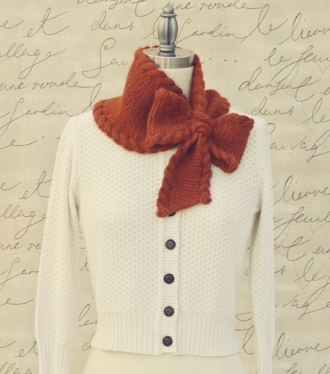 Bow Tie Ascot PDF Knitting Pattern Instant Download ENGLISH