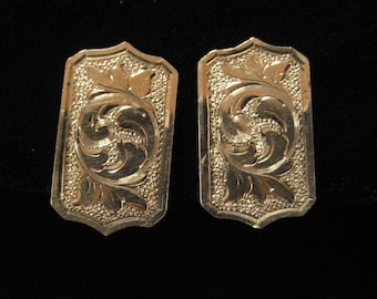 Chased Gold Filled Metal Earrings, circa 1915