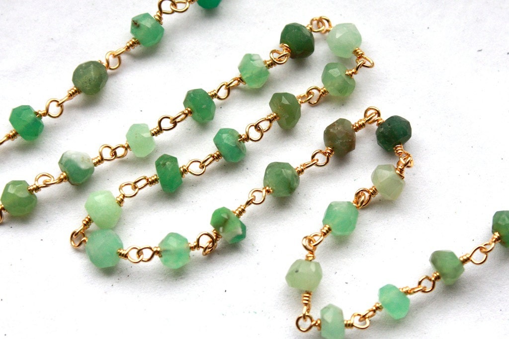 1 Foot Hand Wrapped Chrysoprase Gemstones with by ifoundgallery