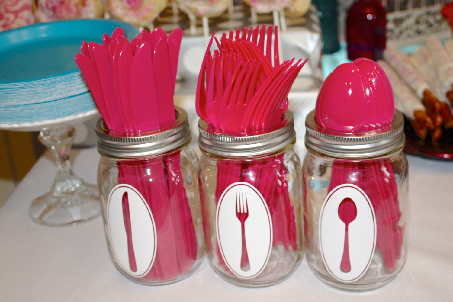 Mason Jar Silverware Vinyl Decals Set of 3 Color of your