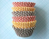 Fall Mix Cupcake Liners - Thanksgiving Baking Cups - Red, Brown and Yellow Stripe (60) Il_170x135