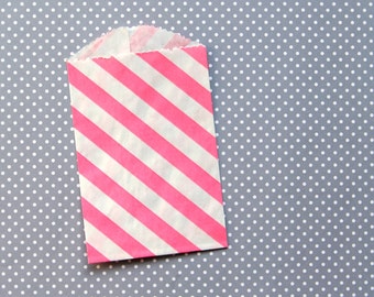 SALE: Little Pink Striped Paper Bags - Goody Bags - 2.75 x 4" (20)