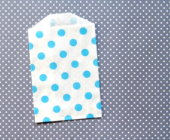Blue Polka Dot Party Favor Bags - Goody Bags - Mini Size - 2.75 x 4" (20) Il_570xn