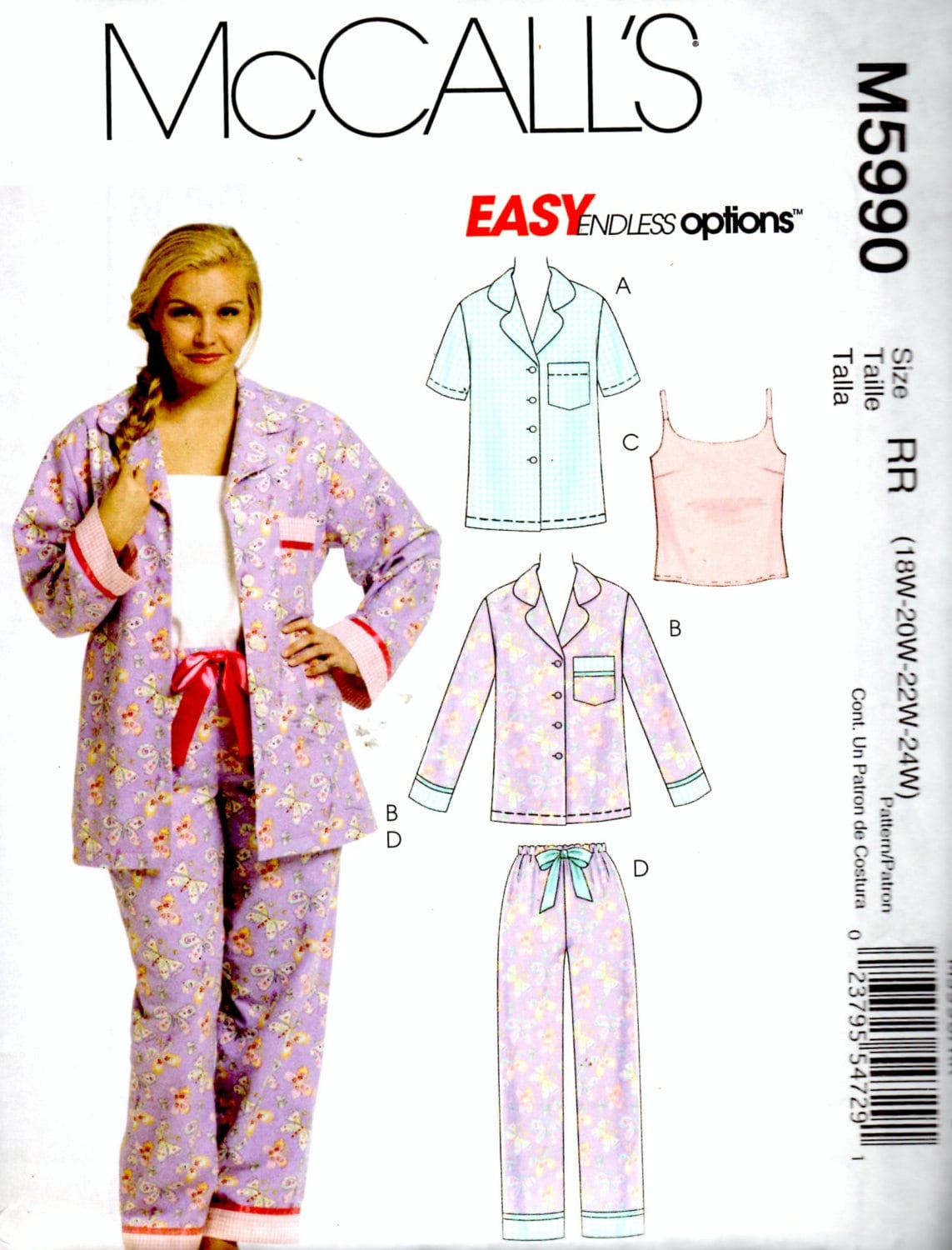 McCall's Uncut Sewing Pattern M5990 Women's Pajama