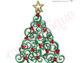 Elegant Evergreen Embroidery Design - Smaller Sizes- Instant Email Delivery Download Machine embroidery design