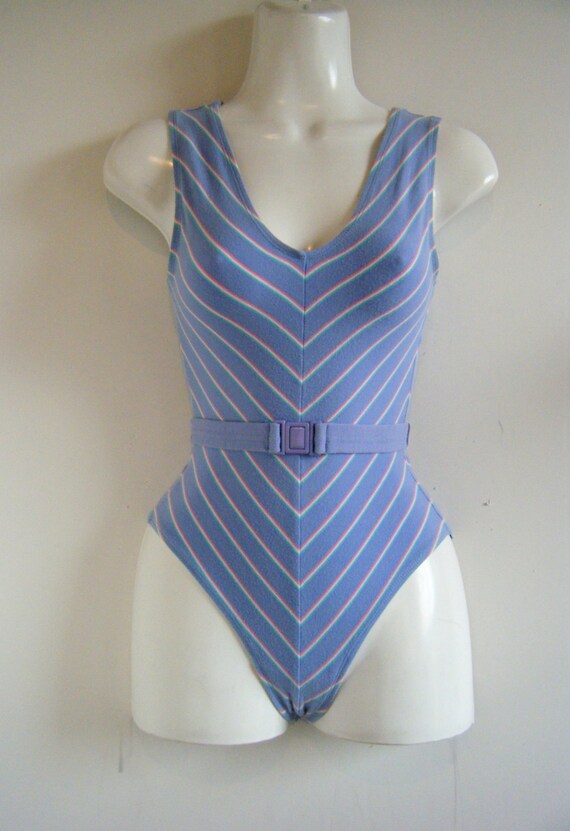 1980s Jane Fonda CHEVRON BODYSUIT // matching belt