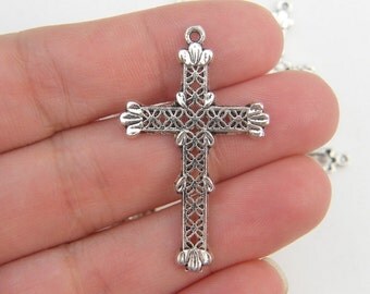 6 Cross pendants tibetan silver C45